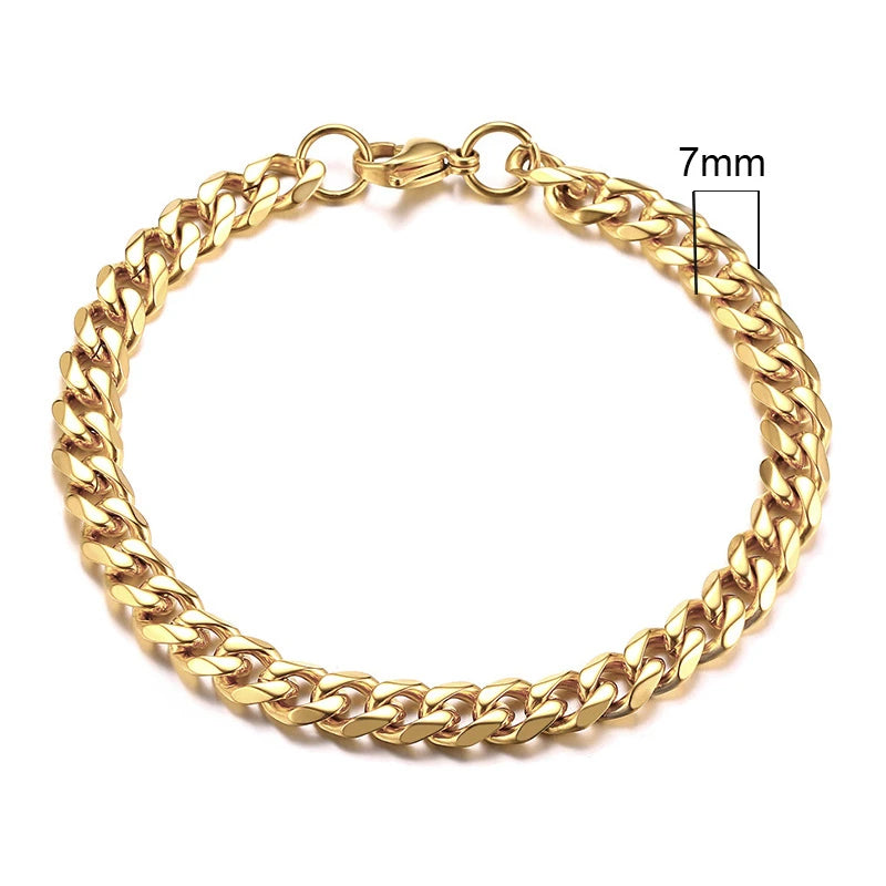 Braceletee Unisex Chunky Miami Curb Chain Bracelet | Stainless Steel