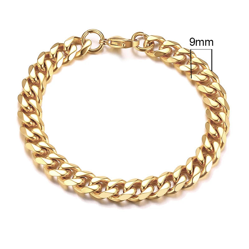 Braceletee Unisex Chunky Miami Curb Chain Bracelet | Stainless Steel