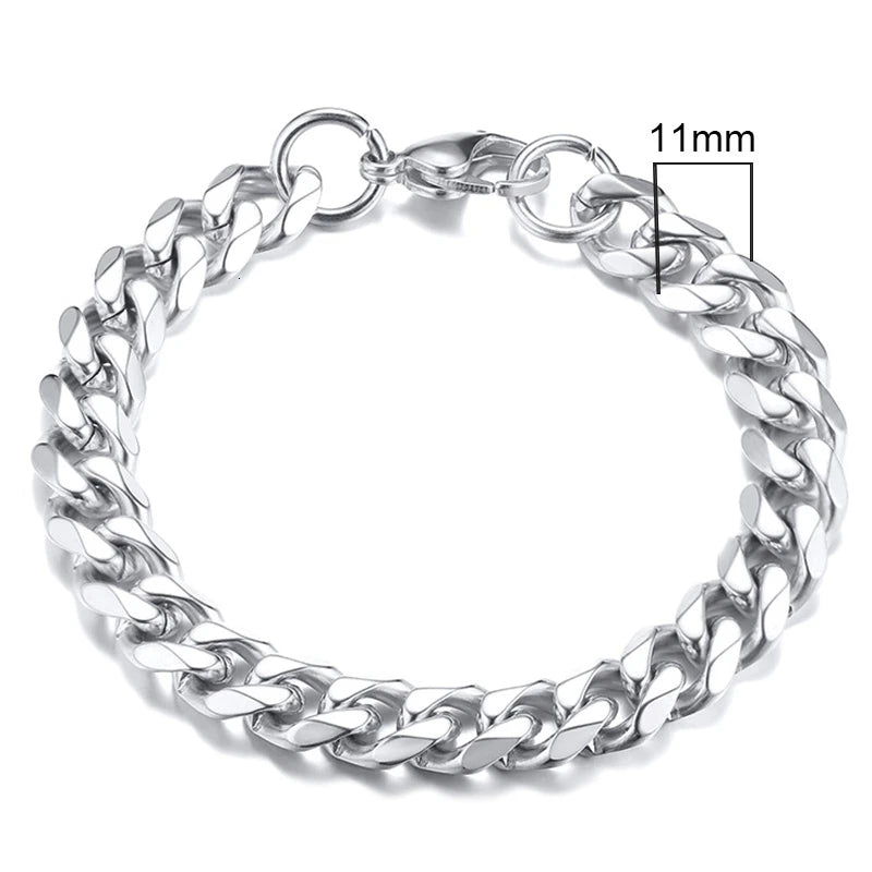 Braceletee Unisex Chunky Miami Curb Chain Bracelet | Stainless Steel