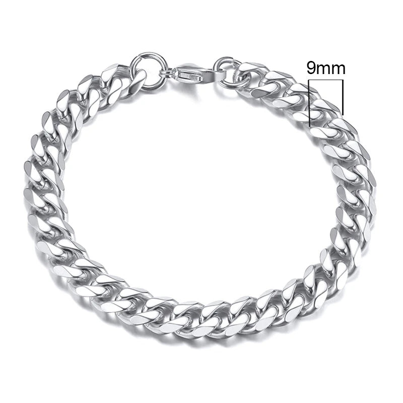 Braceletee Unisex Chunky Miami Curb Chain Bracelet | Stainless Steel