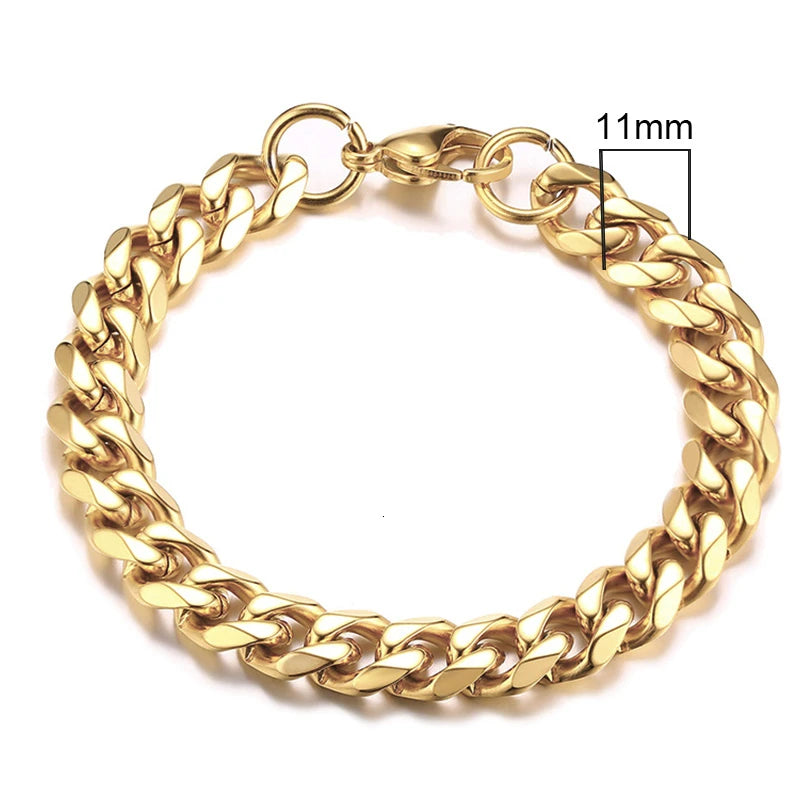 Braceletee Unisex Chunky Miami Curb Chain Bracelet | Stainless Steel