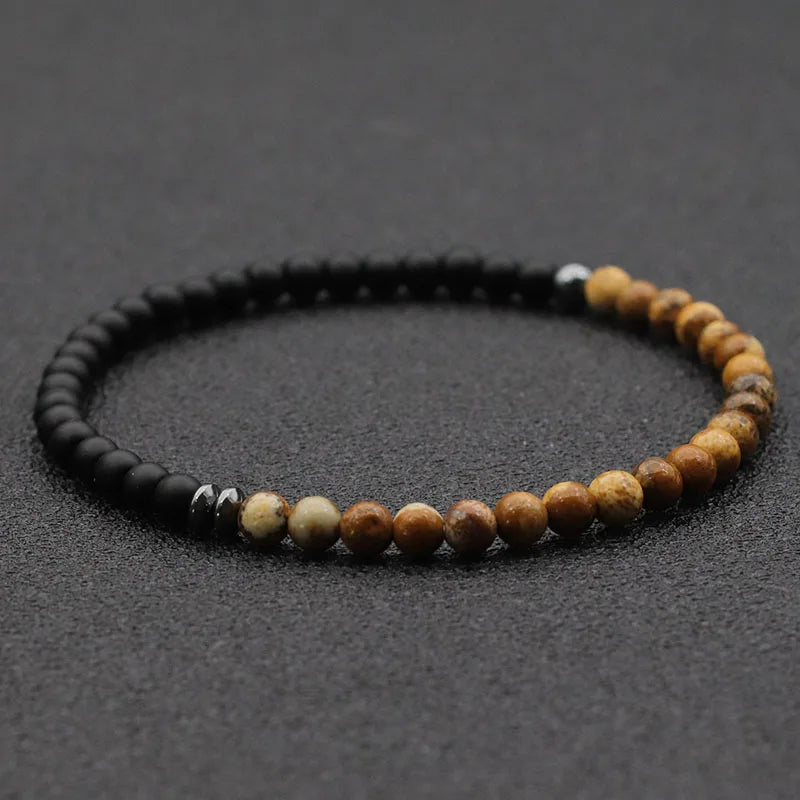 Braceletee 4mm Agate & Lava Stone Beaded Bracelet | Unisex & Couple's Jewelry