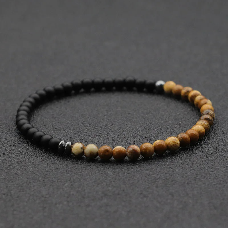 Braceletee 4mm Agate & Lava Stone Beaded Bracelet | Unisex & Couple's Jewelry