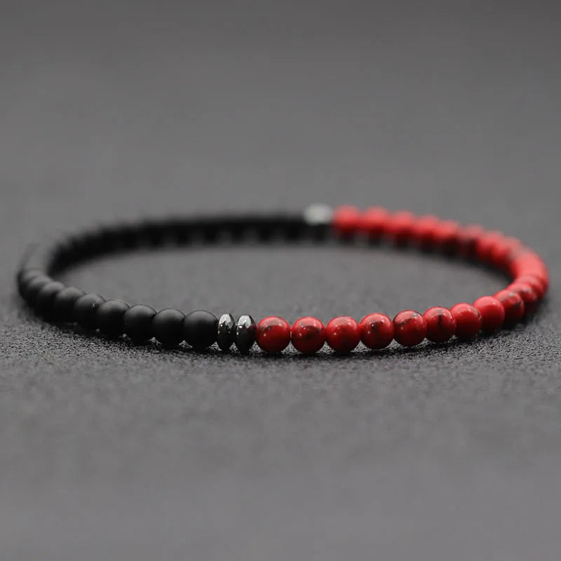 Braceletee 4mm Agate & Lava Stone Beaded Bracelet | Unisex & Couple's Jewelry